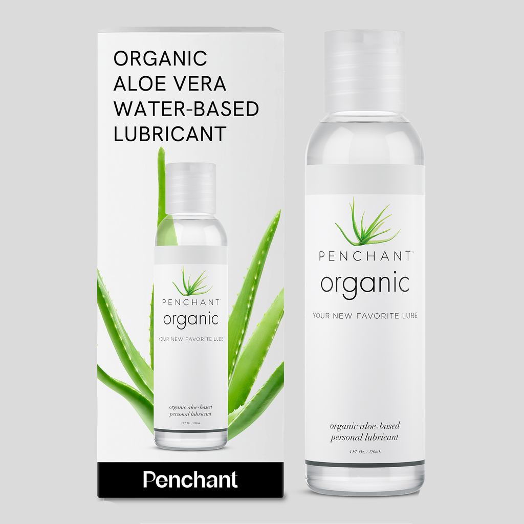 Penchant organic aloe vera water-based lubricant bottle and packaging for sensitive skin organic lube