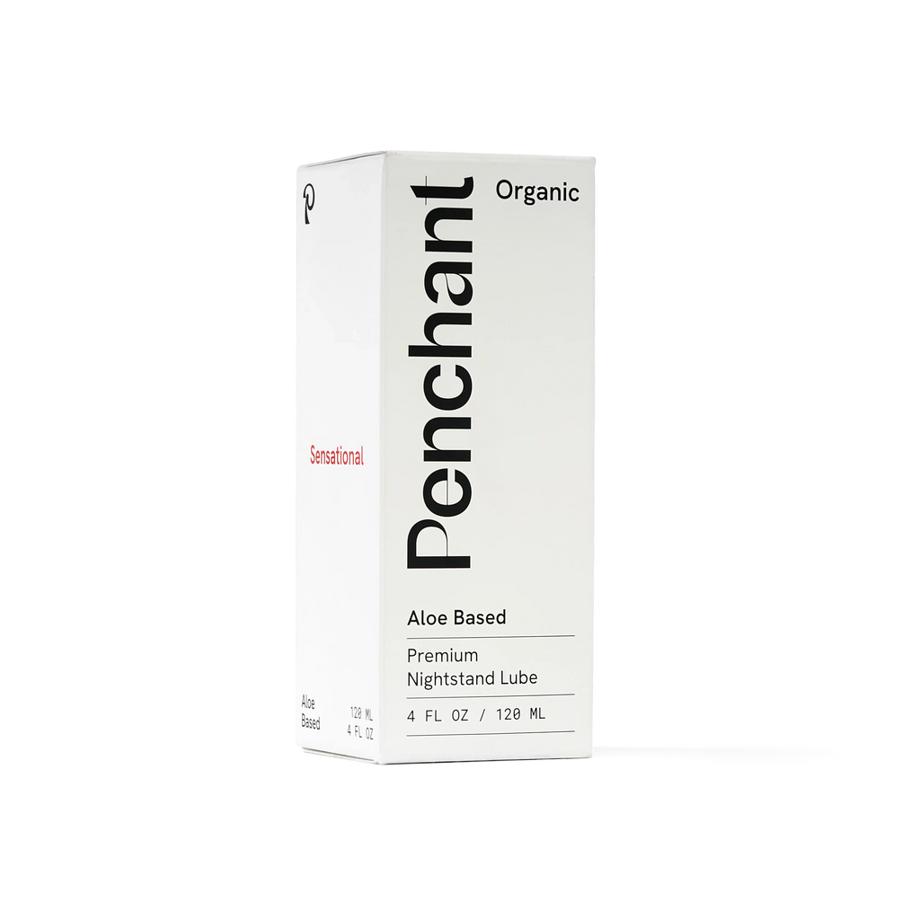 Penchant Organic Aloe Based Premium Nightstand Lube product box packaging, 4oz, transparent background