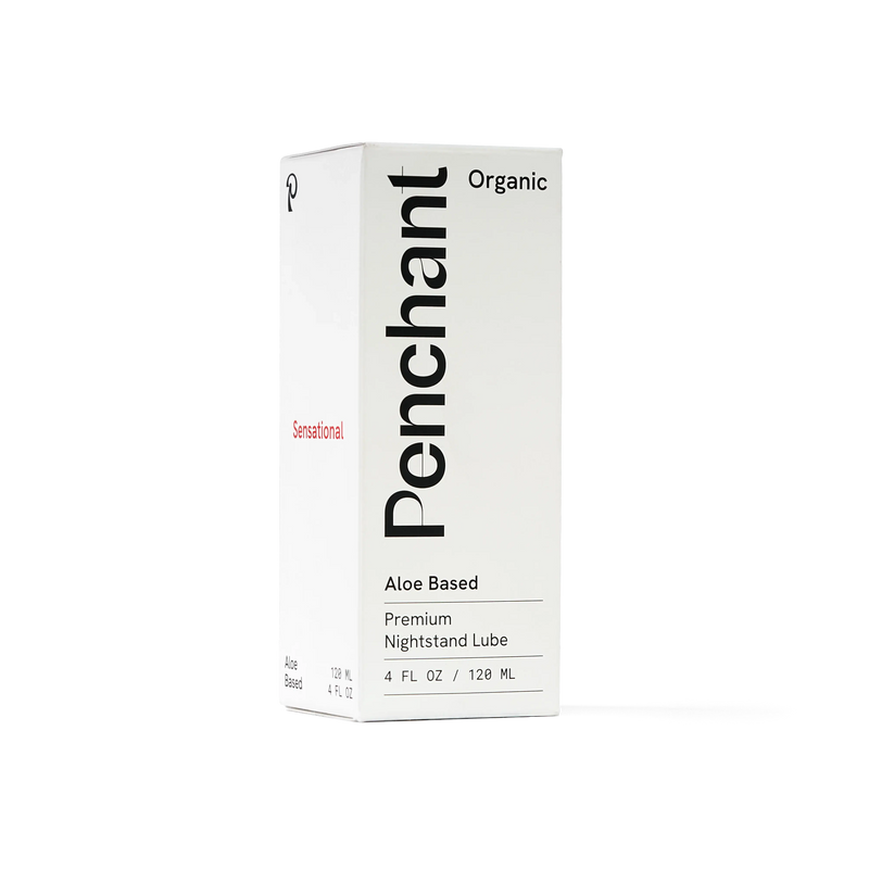 Penchant Organic Aloe Based Premium Nightstand Lube product box packaging, 4oz, transparent background