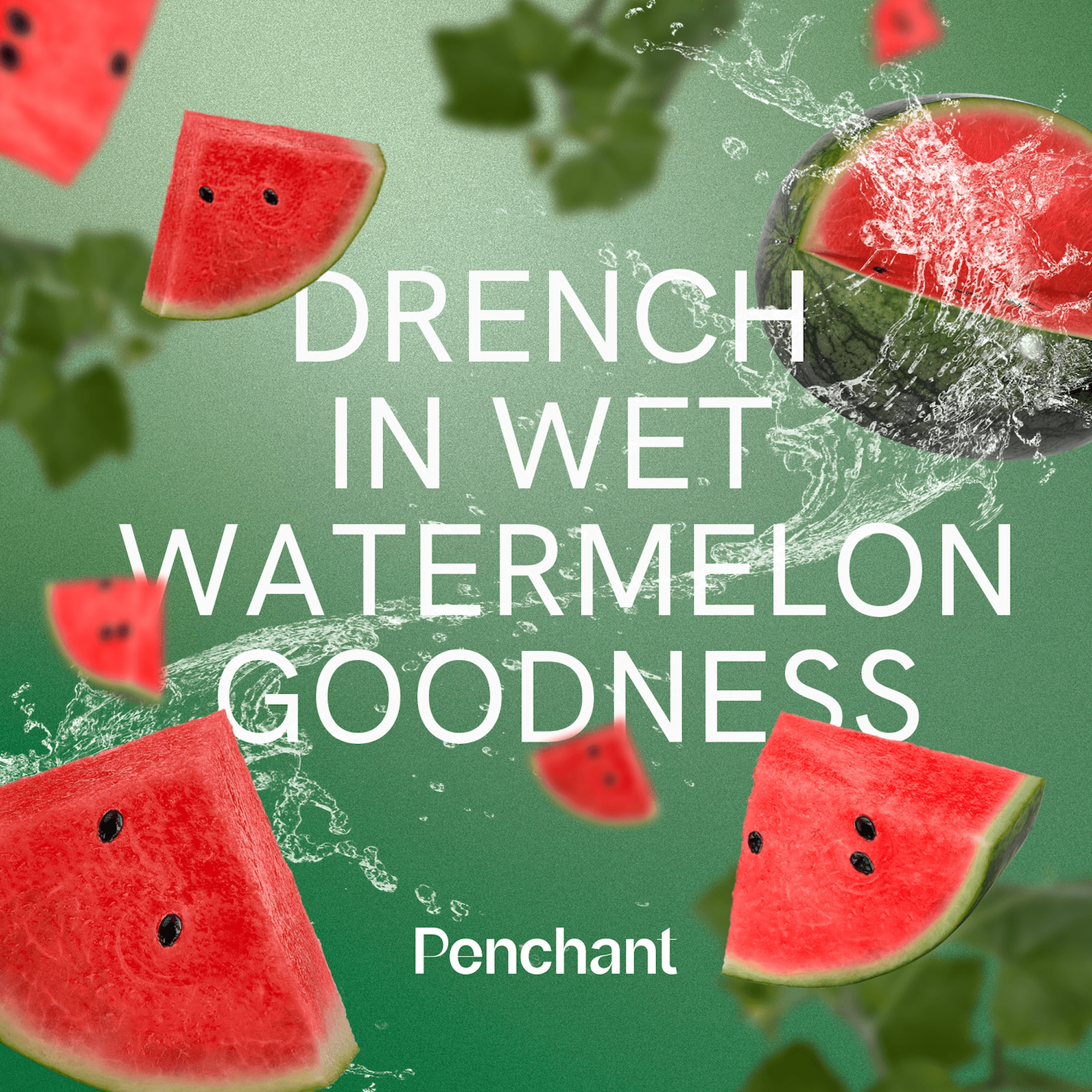 Penchant Wet Watermelon lube 4oz bottle and packaging, water-based personal lubricant with sweet watermelon flavor